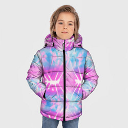 Куртка зимняя для мальчика Голубо-розовый узор тай-дай, цвет: 3D-черный — фото 2