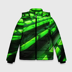 Куртка зимняя для мальчика Green neon abstract, цвет: 3D-светло-серый