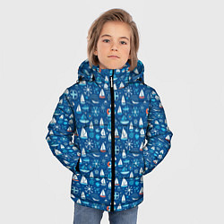 Куртка зимняя для мальчика Кораблики синий фон, цвет: 3D-красный — фото 2