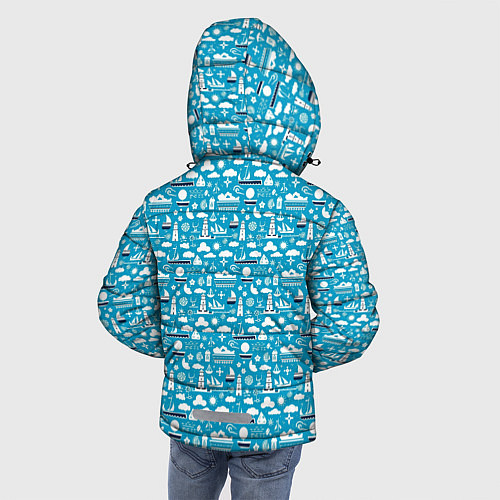 Зимняя куртка для мальчика Маяк и кораблик паттерн / 3D-Светло-серый – фото 4