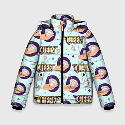 Зимняя куртка для мальчика Королева - надпись с алмазом и звездами