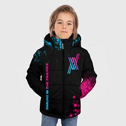 Куртка зимняя для мальчика Darling in the FranXX - neon gradient: надпись, си, цвет: 3D-черный — фото 2