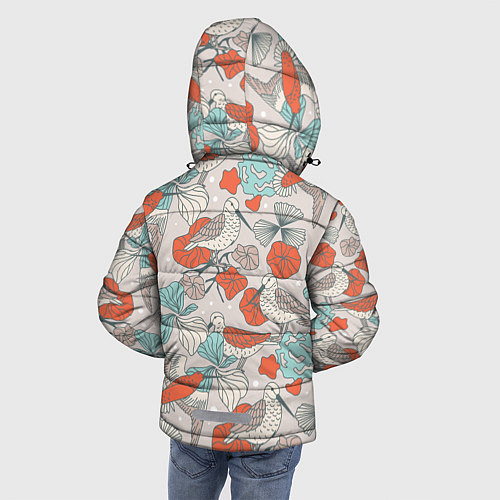 Зимняя куртка для мальчика Птички и маки / 3D-Светло-серый – фото 4