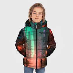 Куртка зимняя для мальчика Кибер город будущего, цвет: 3D-красный — фото 2