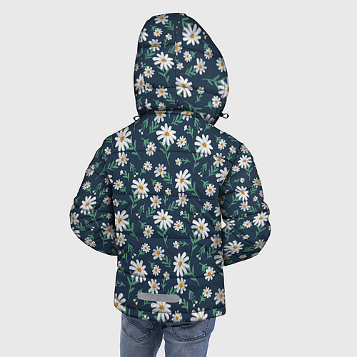 Зимняя куртка для мальчика Паттерн с ромашками / 3D-Светло-серый – фото 4