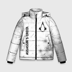 Куртка зимняя для мальчика Assassins Creed glitch на светлом фоне: надпись, с, цвет: 3D-черный