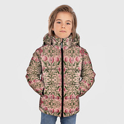 Куртка зимняя для мальчика Переплетение из розовых цветов, цвет: 3D-черный — фото 2