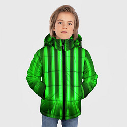 Куртка зимняя для мальчика Зеленые неоновый световой фон, цвет: 3D-светло-серый — фото 2