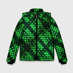 Куртка зимняя для мальчика Яркие зеленые точки, цвет: 3D-черный