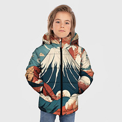 Куртка зимняя для мальчика Ретро Фудзияма, цвет: 3D-красный — фото 2