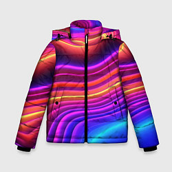 Куртка зимняя для мальчика Яркие неоновые волны, цвет: 3D-красный