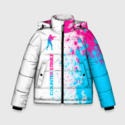 Куртка зимняя для мальчика Counter Strike neon gradient style: по-вертикали, цвет: 3D-черный