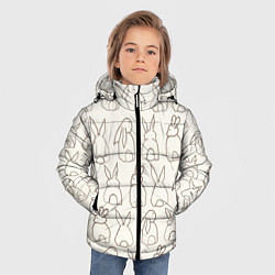 Куртка зимняя для мальчика Хвостики зайчиков - паттерн на молочном, цвет: 3D-светло-серый — фото 2