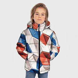 Куртка зимняя для мальчика Белые синие красные плитки, цвет: 3D-светло-серый — фото 2