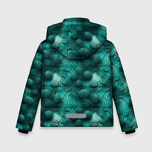 Зимняя куртка для мальчика Абстрактные зеленые шишки / 3D-Красный – фото 2