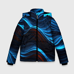 Зимняя куртка для мальчика Синие волны абстракт