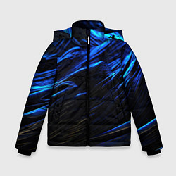 Куртка зимняя для мальчика Черные синие волны абстракция, цвет: 3D-светло-серый