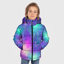 Куртка зимняя для мальчика Яркий розово-голубой космос, цвет: 3D-черный — фото 2