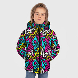 Куртка зимняя для мальчика Цветные зигзаги Colored zigzags, цвет: 3D-черный — фото 2