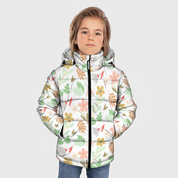 Куртка зимняя для мальчика Листики цветочки, цвет: 3D-светло-серый — фото 2