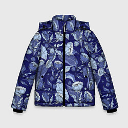 Куртка зимняя для мальчика Цветочный принт рисунок, цвет: 3D-светло-серый