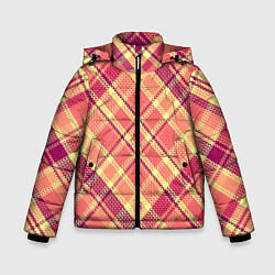 Куртка зимняя для мальчика Орнамент красные желтые розовые клетки, цвет: 3D-красный