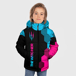 Куртка зимняя для мальчика The Witcher - neon gradient: по-вертикали, цвет: 3D-черный — фото 2