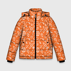 Куртка зимняя для мальчика Оранжевое путешествие, цвет: 3D-черный