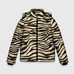 Куртка зимняя для мальчика Шкура зебры и белого тигра, цвет: 3D-светло-серый