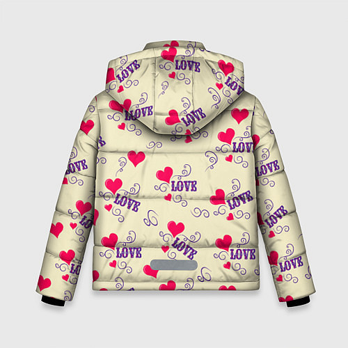 Зимняя куртка для мальчика Любовь - надпись и сердечки / 3D-Красный – фото 2