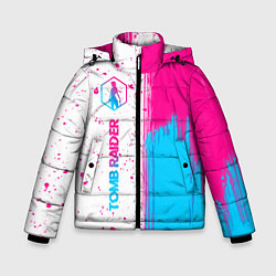 Куртка зимняя для мальчика Tomb Raider neon gradient style: по-вертикали, цвет: 3D-черный