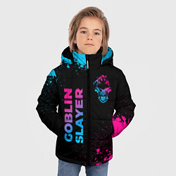 Куртка зимняя для мальчика Goblin Slayer - neon gradient: надпись, символ, цвет: 3D-черный — фото 2