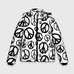 Куртка зимняя для мальчика Many peace logo, цвет: 3D-черный