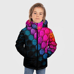 Куртка зимняя для мальчика Цветной шестиугольник, цвет: 3D-светло-серый — фото 2