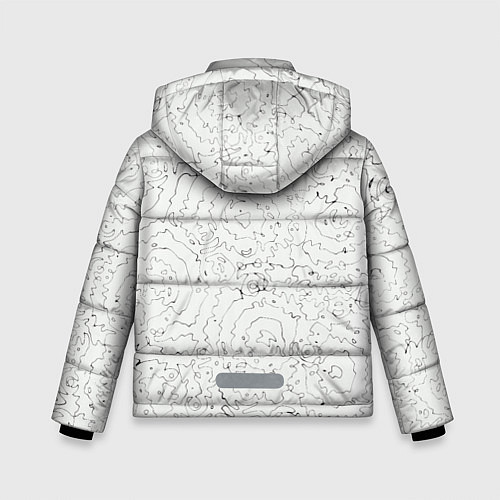 Зимняя куртка для мальчика Хаотичная черно-белая рябь - узор Хуф и Ся / 3D-Светло-серый – фото 2