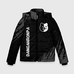 Зимняя куртка для мальчика Danganronpa glitch на темном фоне: надпись, символ
