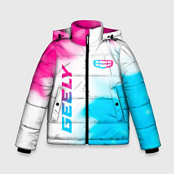 Куртка зимняя для мальчика Geely neon gradient style: надпись, символ, цвет: 3D-черный