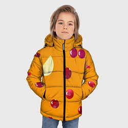 Куртка зимняя для мальчика Ягоды и лимон, оранжевый фон, цвет: 3D-черный — фото 2