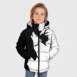 Куртка зимняя для мальчика Волчий вой в горах, цвет: 3D-черный — фото 2