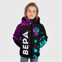 Куртка зимняя для мальчика Вера и неоновый герб России: надпись, символ, цвет: 3D-черный — фото 2