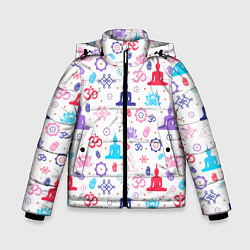 Куртка зимняя для мальчика Медитация - символика, цвет: 3D-светло-серый
