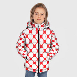 Куртка зимняя для мальчика Узор в красное ретро-яблоко, цвет: 3D-красный — фото 2