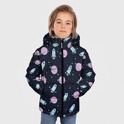 Куртка зимняя для мальчика Ракета и планета, цвет: 3D-красный — фото 2