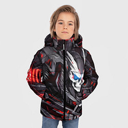 Куртка зимняя для мальчика Красный улыбающийся кибер череп, цвет: 3D-красный — фото 2