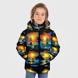 Куртка зимняя для мальчика Вечерние кораблики, цвет: 3D-светло-серый — фото 2