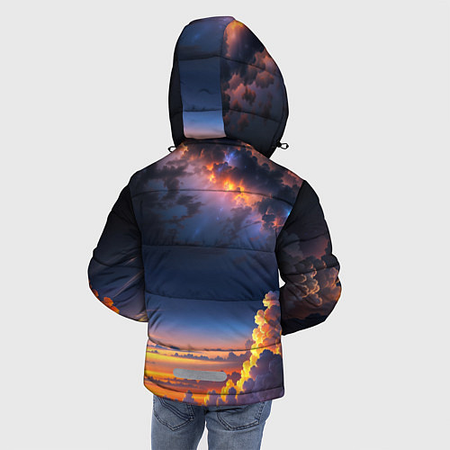 Зимняя куртка для мальчика Млечный путь и облака на закате / 3D-Светло-серый – фото 4