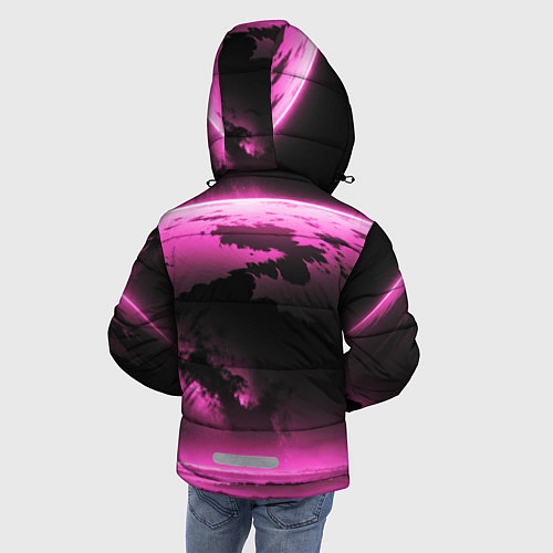 Зимняя куртка для мальчика Сай фай пейзаж в черно розовых тонах / 3D-Светло-серый – фото 4