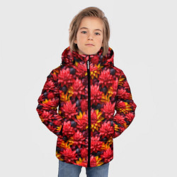 Куртка зимняя для мальчика Красные объемные цветочки, цвет: 3D-светло-серый — фото 2