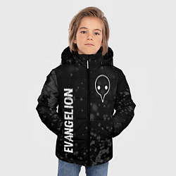 Куртка зимняя для мальчика Evangelion glitch на темном фоне: надпись, символ, цвет: 3D-черный — фото 2