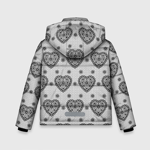 Зимняя куртка для мальчика Черное кружево с сердцами / 3D-Светло-серый – фото 2